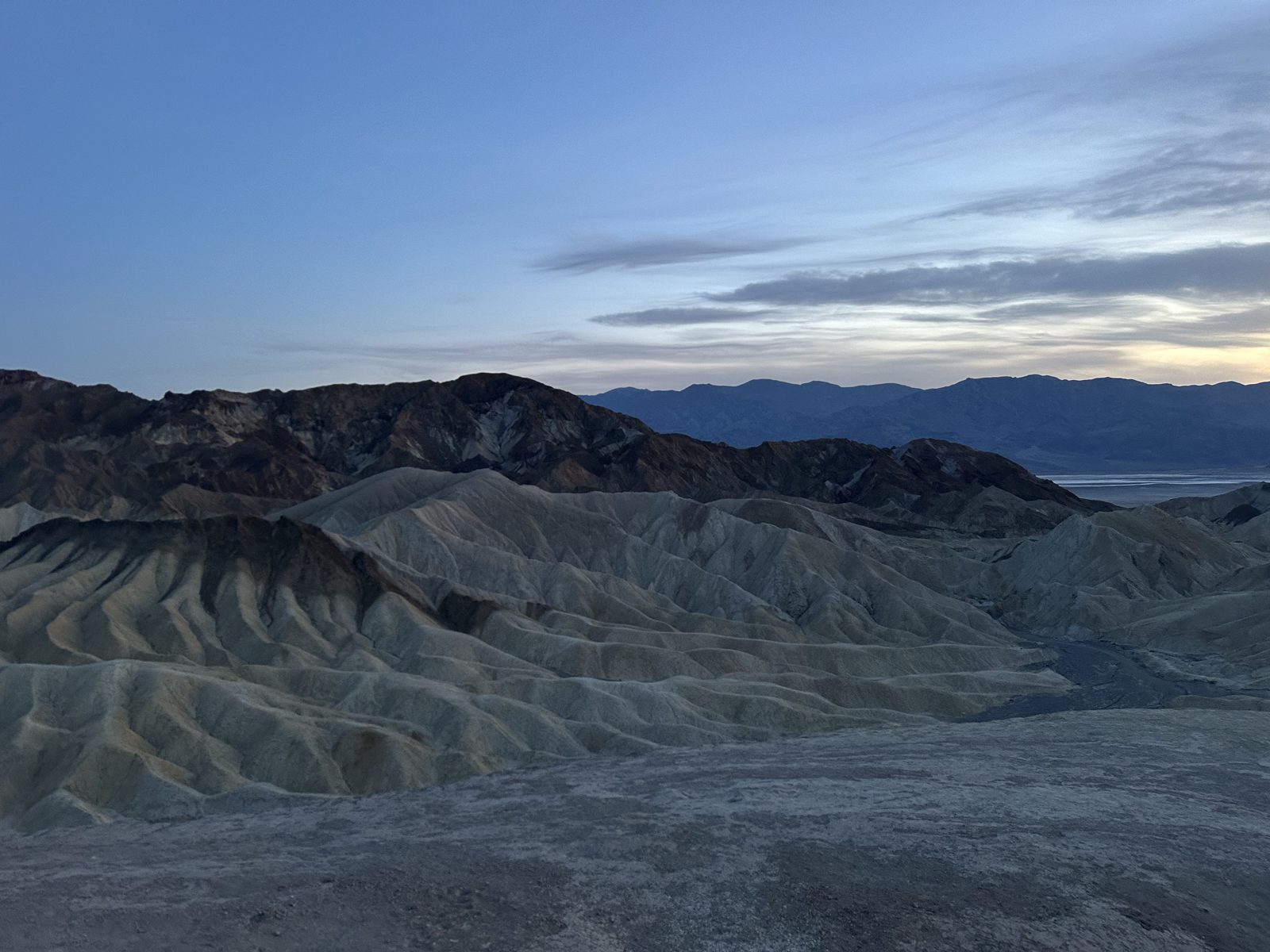 Eroded badlands at Zabriskie Point, Death Valley, at dawn